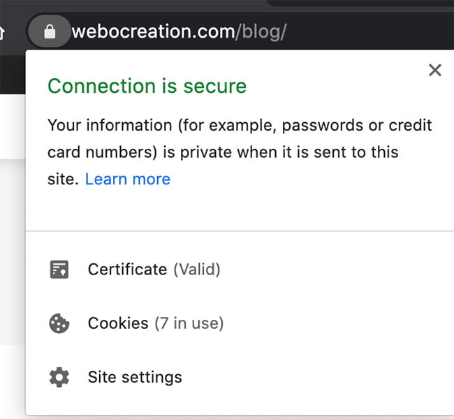 Connection is secure in Opencart